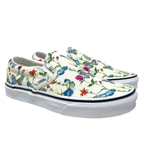 Vans Classic Slip On Buterfly Floral White Canvas Shoes Women's Size VN0A5AO8UC0 - Picture 5 of 11